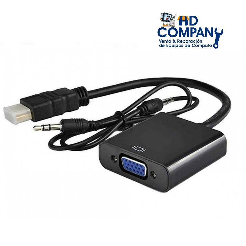 Adaptador HDMI a VGA con audio | caja azul y amarilla