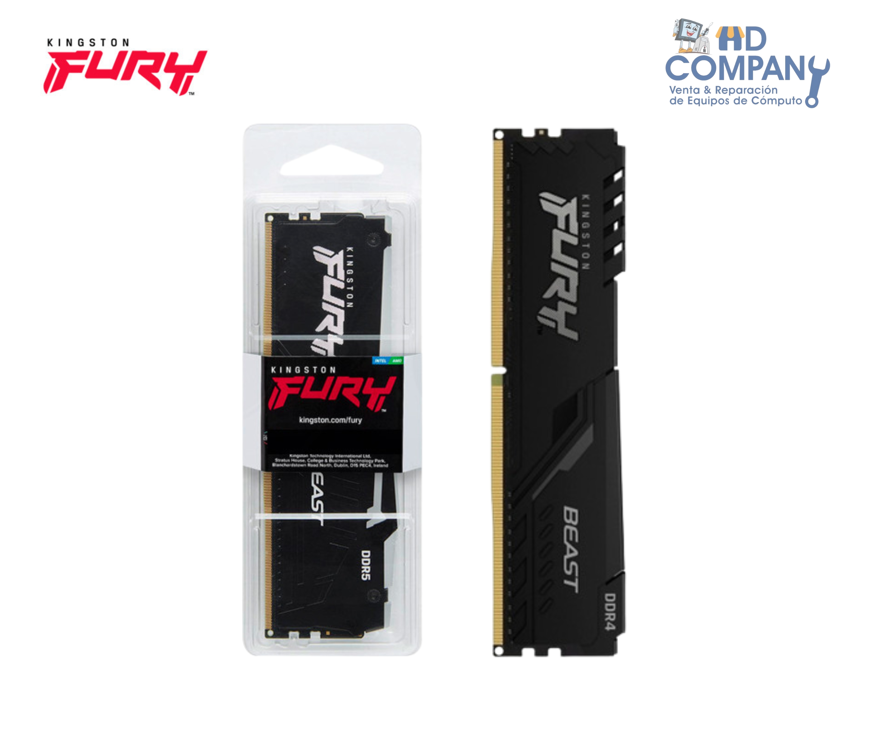 MEMORIA KINGSTON FURY BEAST, 16GB, DDR4, CL16, 1.2V.
