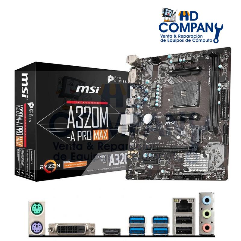 Mainboard MSI A320M-A, AM4 AMD A320, DDR4 SATA 6.0 USB 3.2 PRO MAX