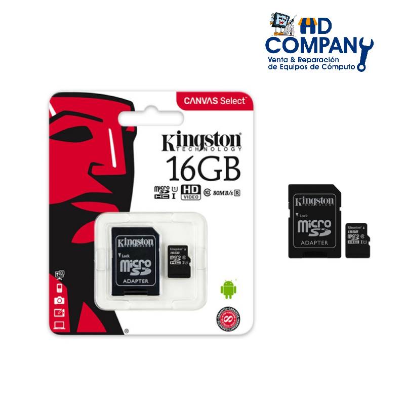 Memoria KINGSTON micro sd CANVAS 16GB clase 10