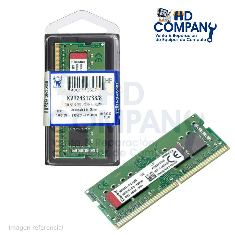 Memoria ram sodimm DDR4 KINGSTON 8gb 2400 MHZ (KVR24S17S8/8)