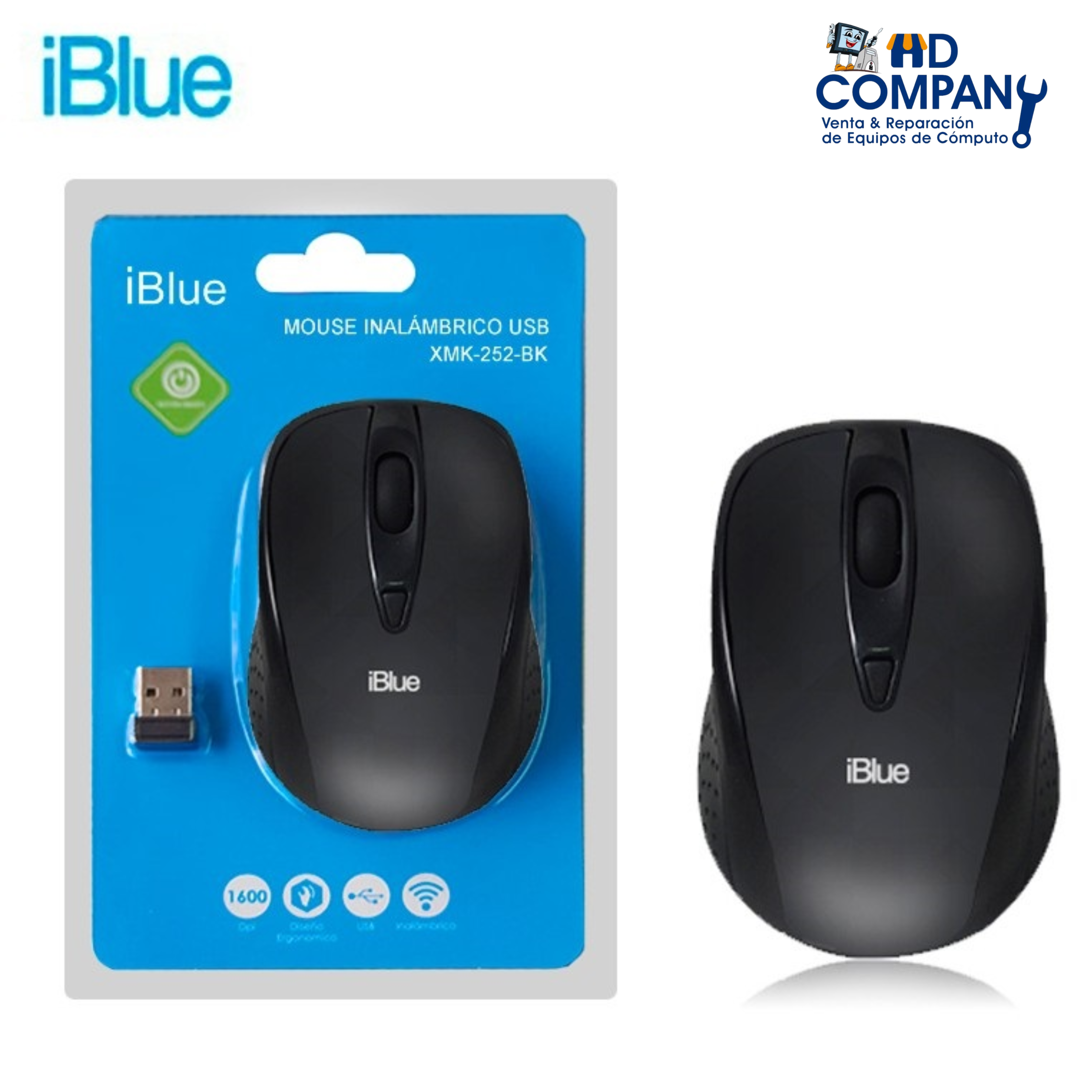 Mouse IBLUE solid XMK-252 inalambrico | black/blue