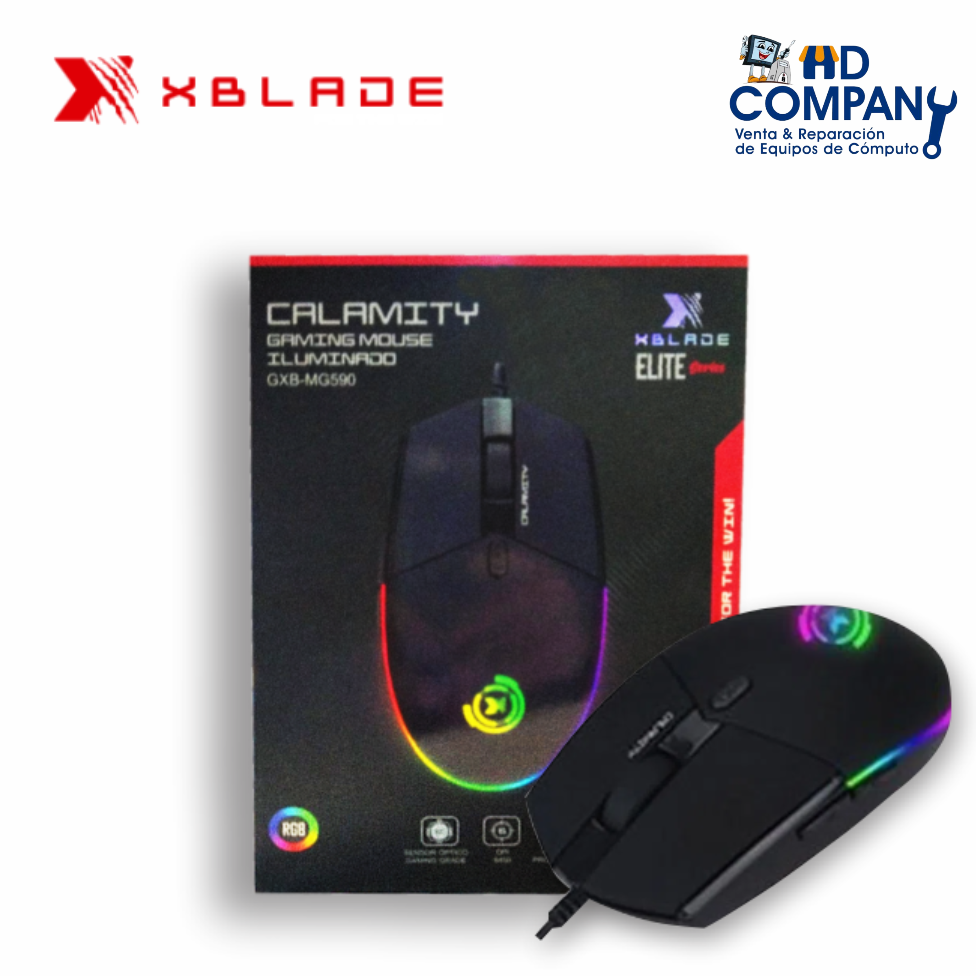 Mouse XBLADE ELITE CALAMITY gamer 6400 DPI RGB BLACK 6 BOTONES GXB MG590