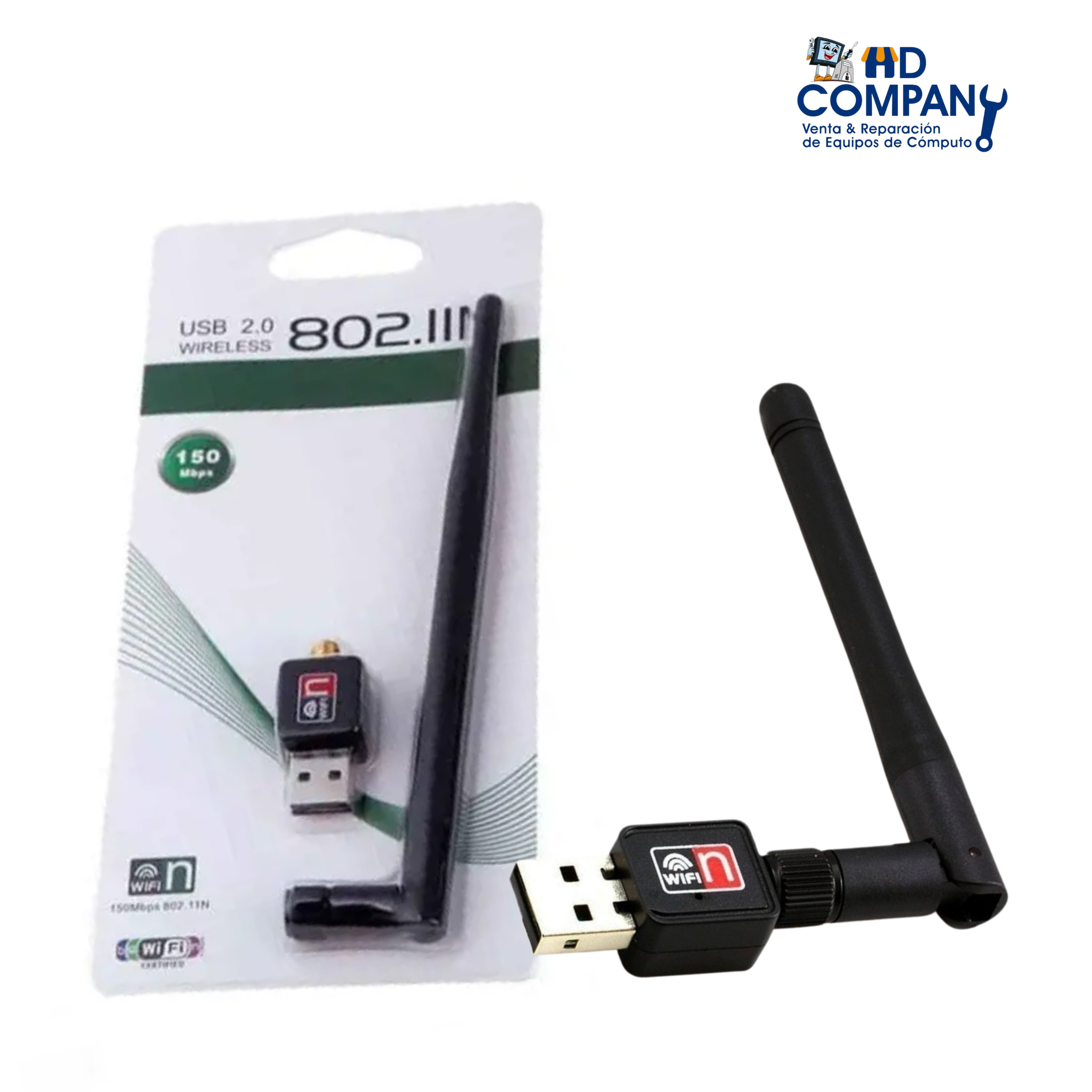 ADAPTADOR USB WIFI CON ANTENA 802.IIN 300MBPS