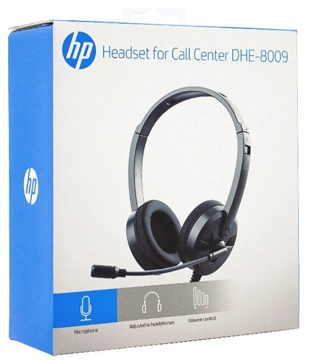 AUDIFONO HP ON-EAR DHE-8009 PARA CALL CENTER CON MICRÓFONO NEGRO
