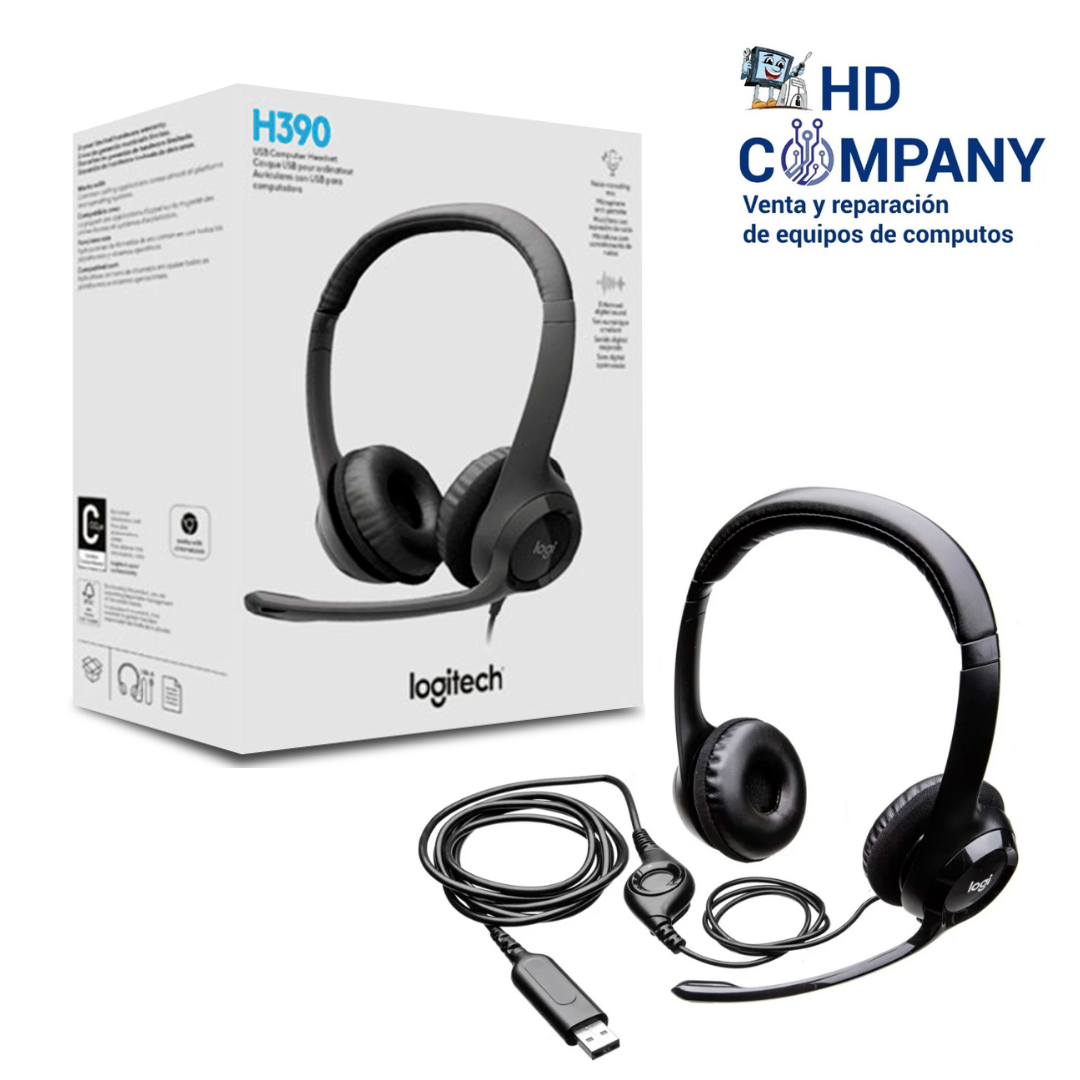 Audífono Con Micrófono Logitech H390 Usb Cancelación De Ruido Negro