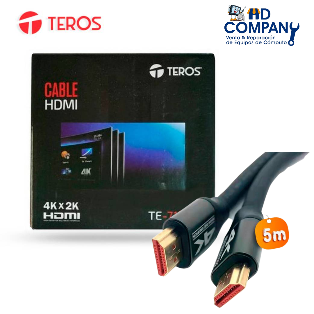 Cable HDMI 2.0 TEROS 4K caja negra 5 metros  TE- 7125N