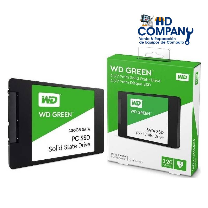 SSD solido WESTERN DIGITAL GREEN 120GB, SATA 6GB/S, 2.5", 7MM. (WDS120G2G0A)