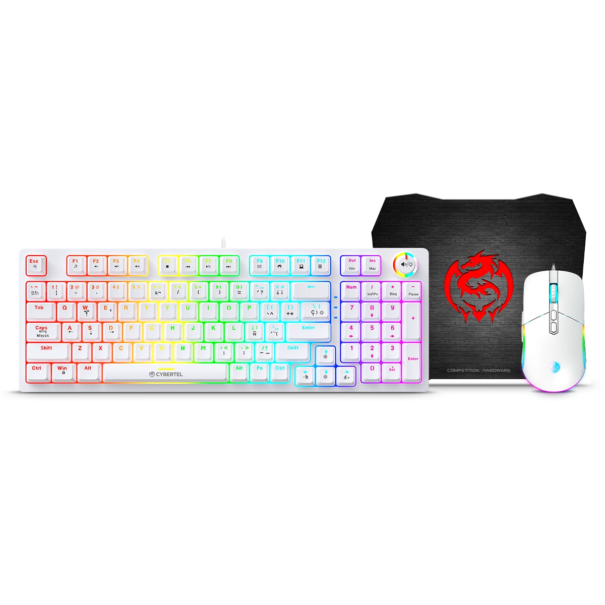 KIT ALAMBRICO TECLADO MECANICO Y MOUSE GAMER STRIKER WHITE CBX GT1802W
