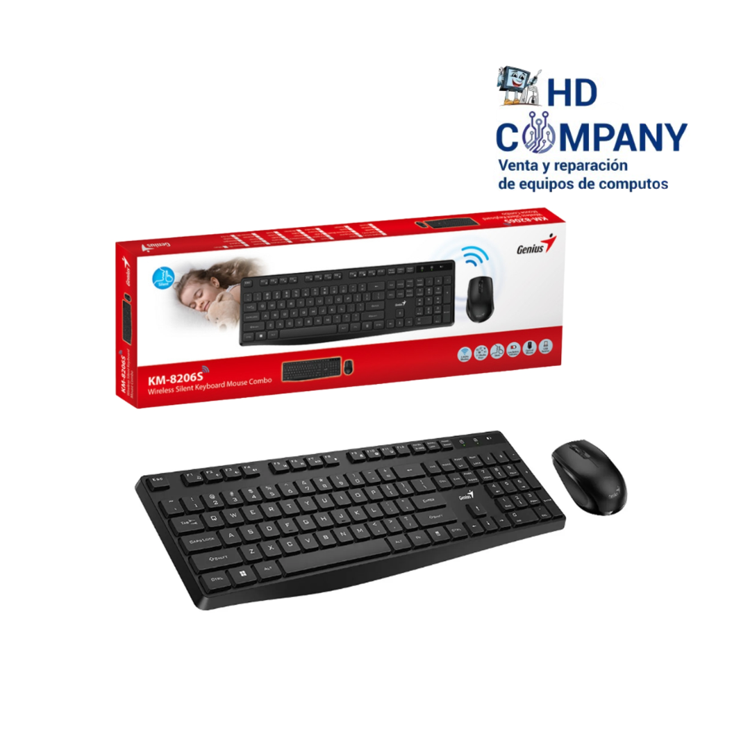 KIT TECLADO GENIUS + MOUSE WIRELESS KM-8206S USB MULTIMEDIA SP BLACK