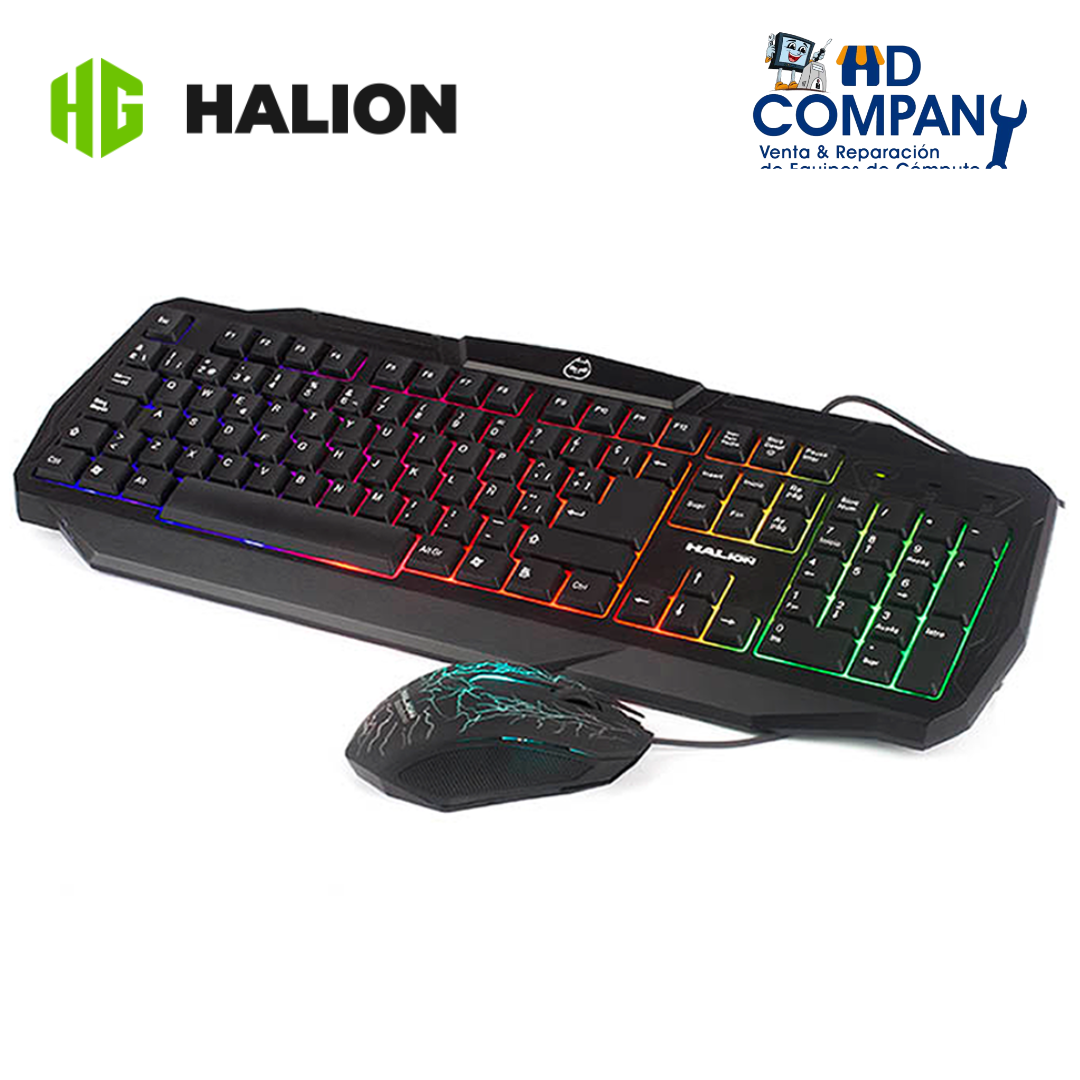 Kit teclado y mouse HALION rainbow HA-805C