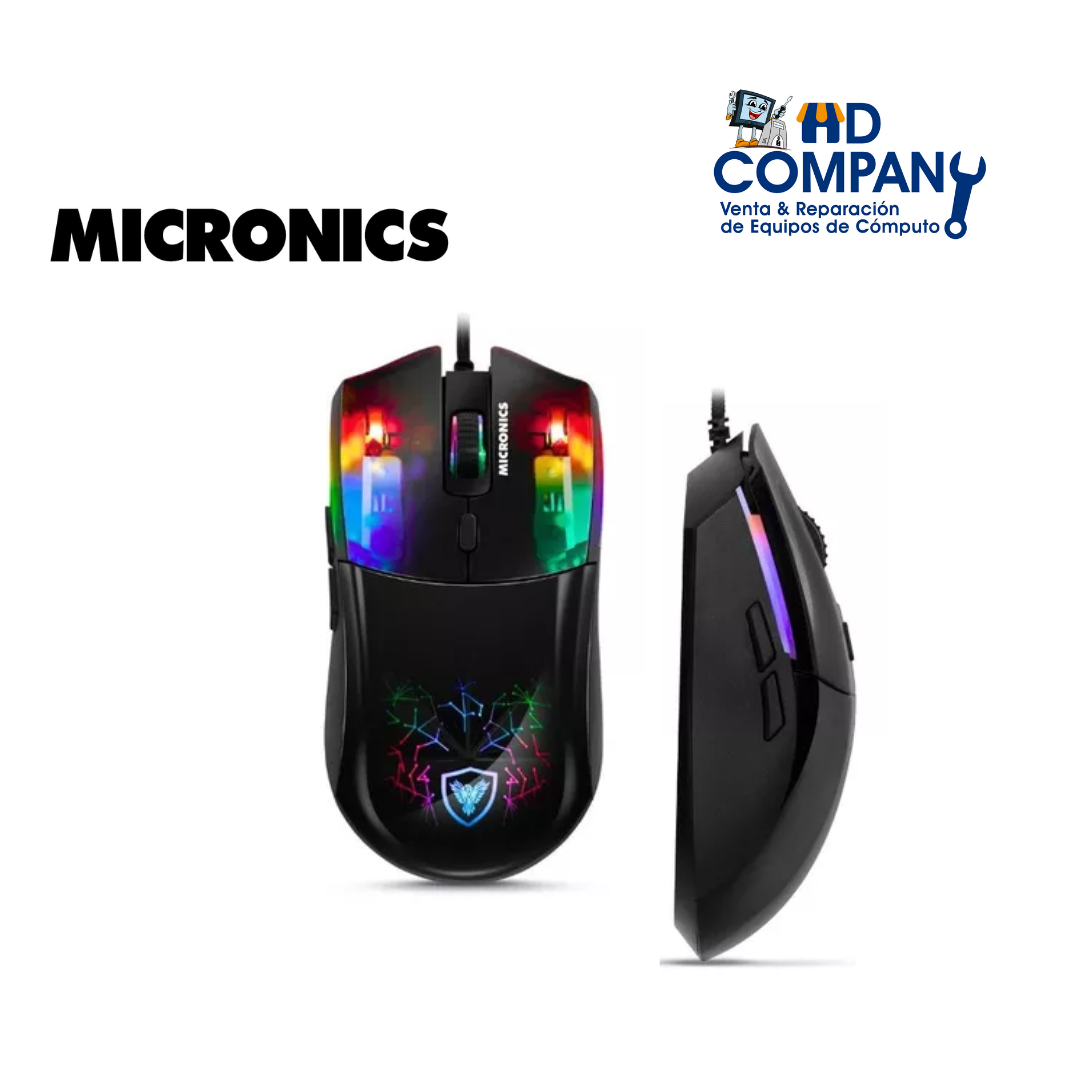 MICRONICS Mouse Alámbrico Gamer MACHINE NEON GM808 Conexión USB