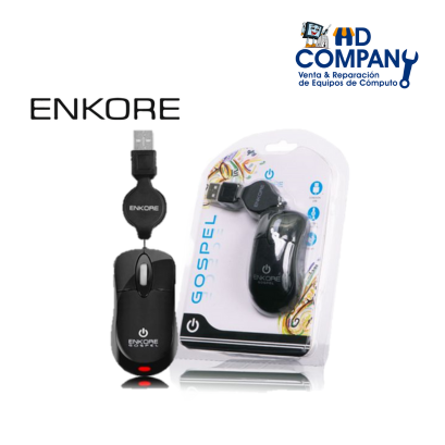 MOUSE ALAMBRICO RETRACTIL ENKORE EKM103X BLLACK|DPI 1000