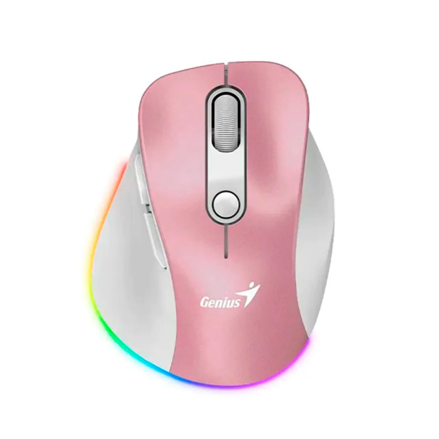 MOUSE GENIUS ERGO 9000S PRO RECARGABLE DUAL WIRELESS/BT 6-BOT SILENT RGB PINK