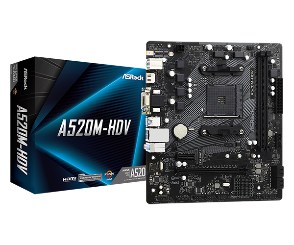 Mainboard ASROCK A520M-HDV AM4 AMD A520, DDR4 SATA 6.0 USB 3.2