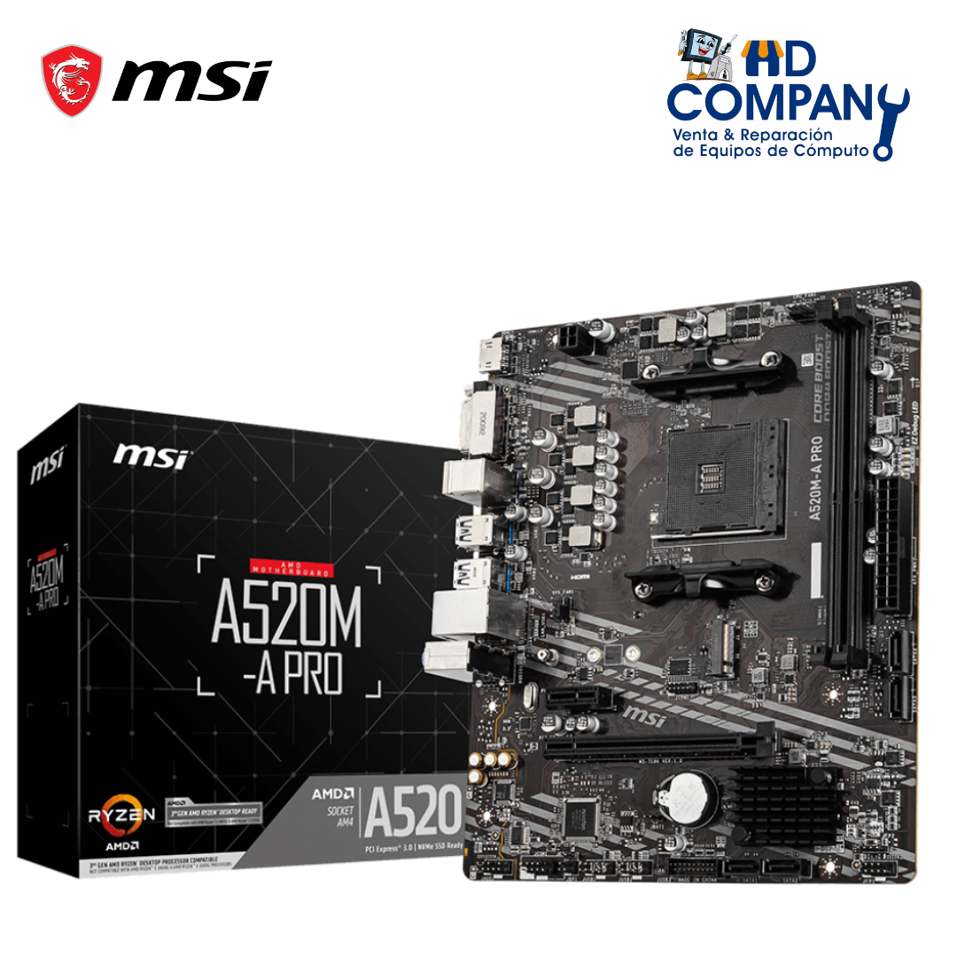 Mainboard MSI A520M-A PRO AM4 AMD A520, DDR4 SATA 6.0 USB 3.2