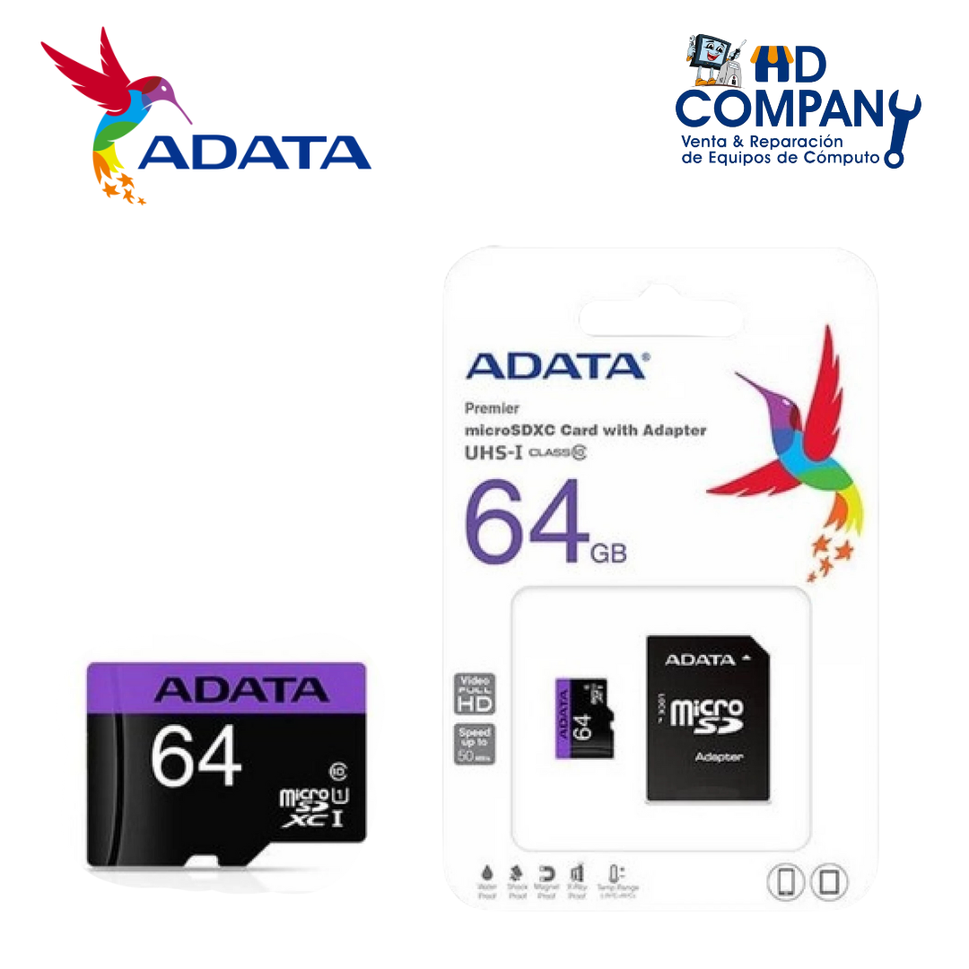Memoria ADATA micro sd 64GB clase 10
