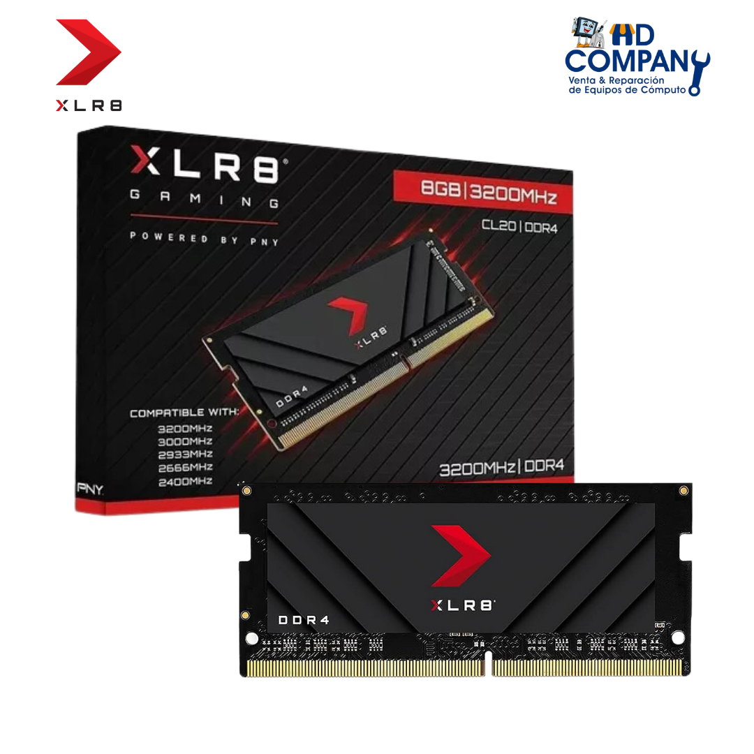 Memoria RAM SODIMM PNY 8GB XLR8 GAMING DDR4 3200 MHz, PC4-25600, CL22, 1.2V