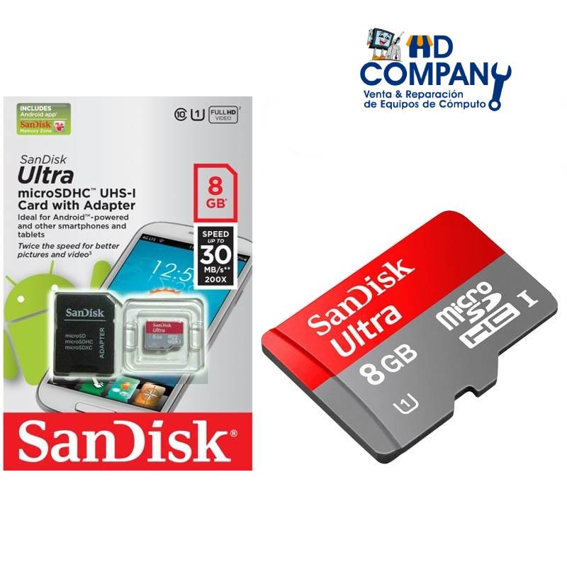 Memoria micro sdhc SANDISK 8GB ultra A1 class 10 UHS-I