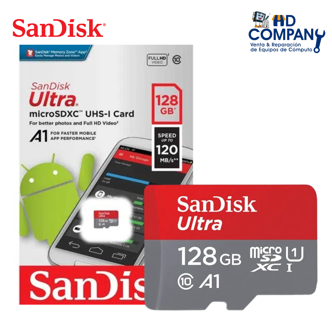 Memoria micro sdhc SANDISK 128GB ultra A1 class 10 UHS-I