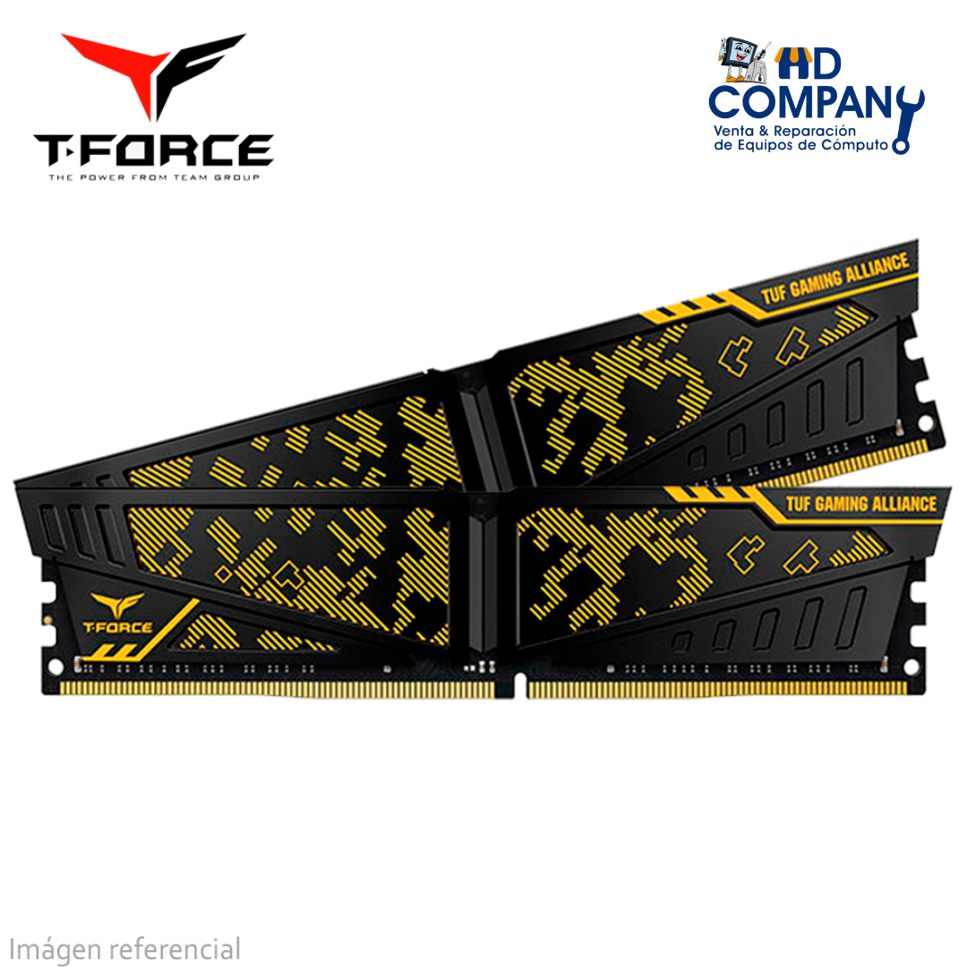 Memoria ram DDR4 T-FORCE VULCAN TUF 16gb (8GB X 2), 3200 MHZ (TLTYD416G3200HC16CDC01)