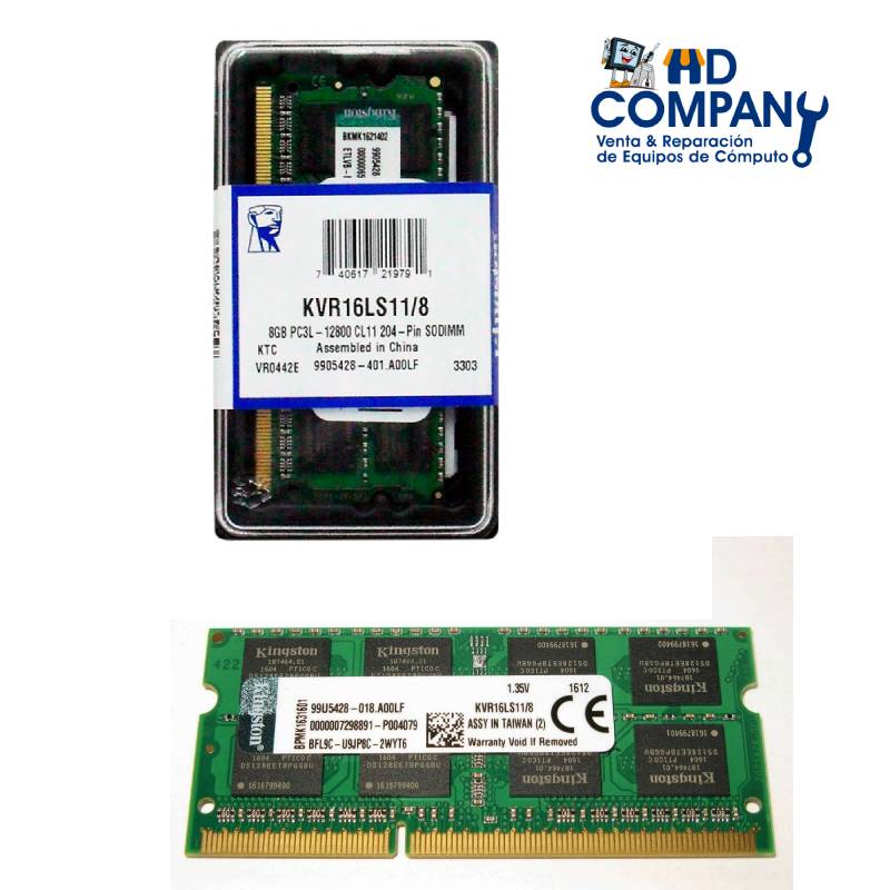 Memoria ram sodimm DDR3 KINGSTON 8gb 1600 MHZ (KVR16LS11/8)