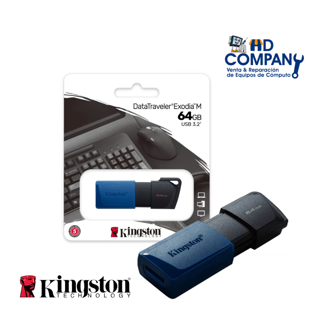 Memoria usb KINGSTON datatraveler exodia M azul 64GB 3.2