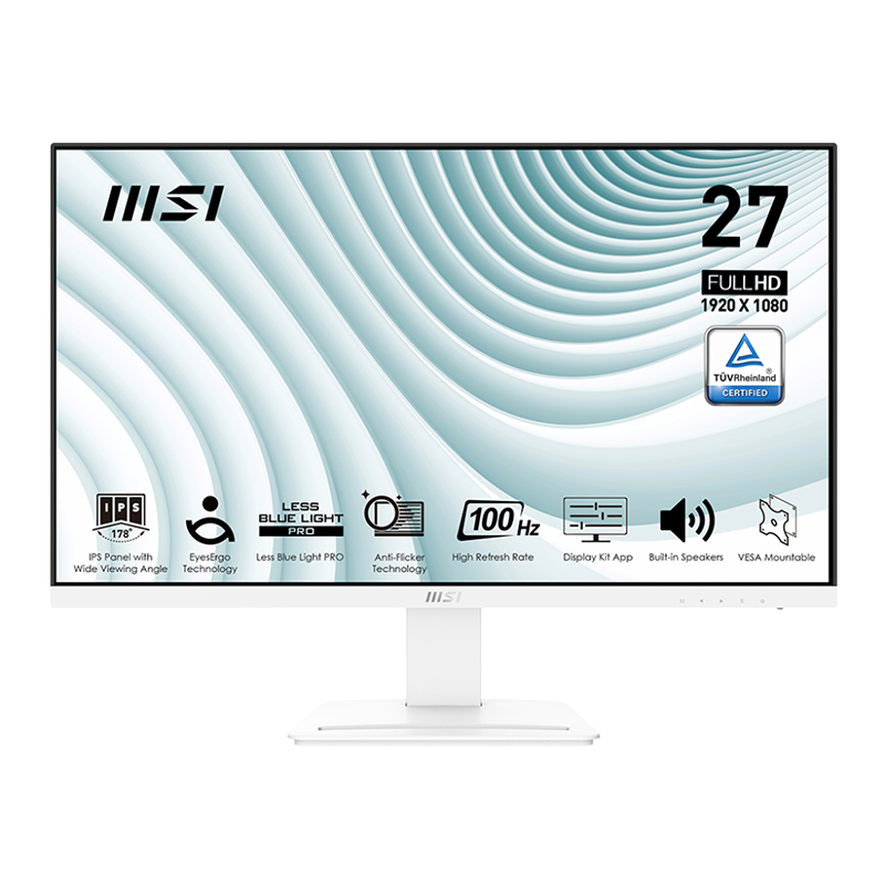 Monitor Plano MSI PRO MP273AW, 27" FHD/IPS/HDMI/DP/VGA/Line-In/Altavoces Integrados x2