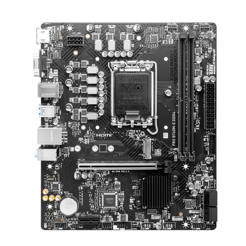 Motherboard MSI PRO B760M-E DDR4, LGA1700, HDMI, VGA 4 SOLOT DE MEMORIAS