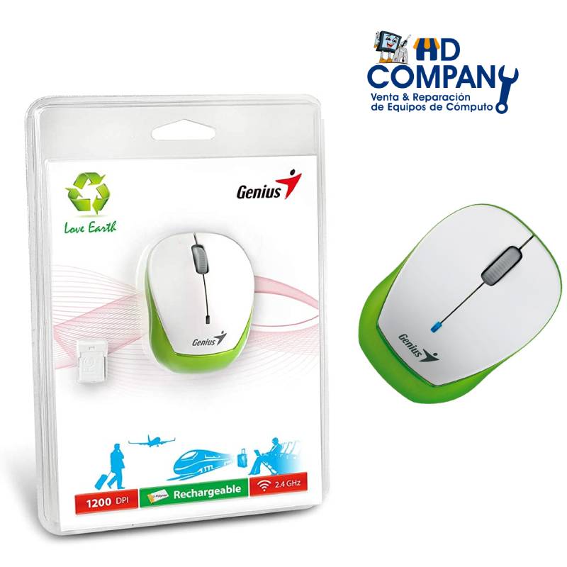 Mouse GENIUS micro traveler 9000R inalambrico verde (bateria recargable)
