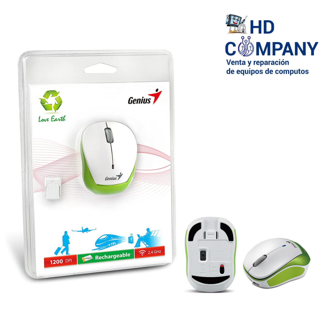 Mouse GENIUS micro traveler 9000R inalambrico verde (bateria recargable)