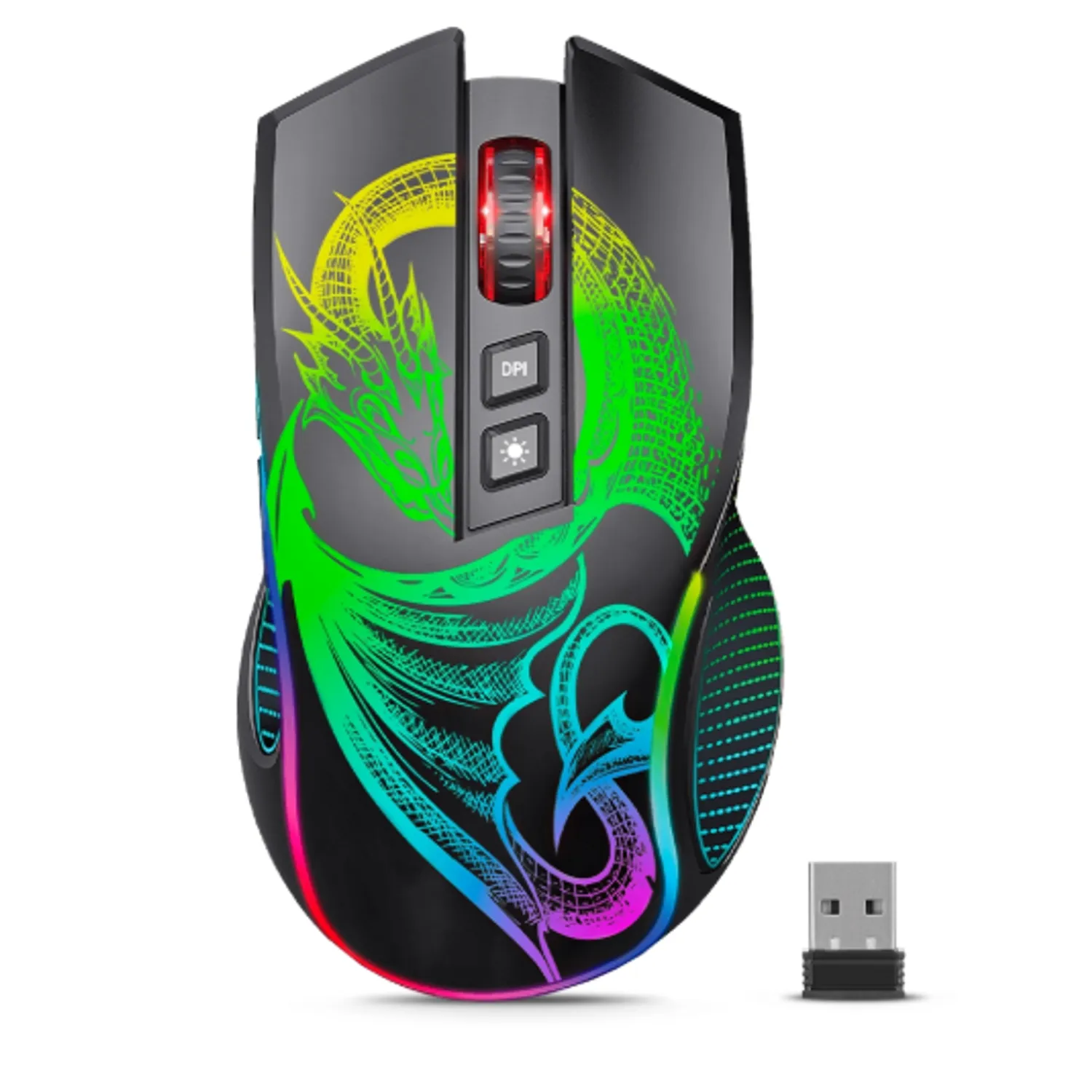 Mouse Gamer DRAGON 3 MIC GM806-3M BT WIFI USB-C RGB 7B 4800DPI