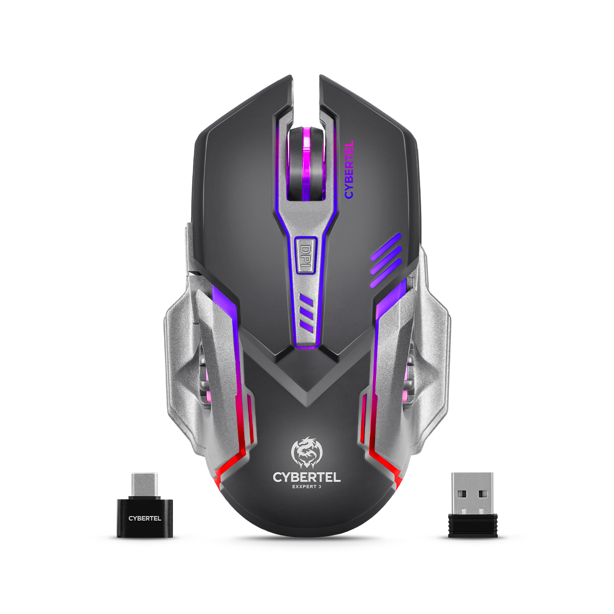 Mouse Gamer EXXPERT 3 CYB M612 BT WIFI 3M RECARGABLE TIPO C  7LEDS 6BOTONES 3200DPI CYBERTEL