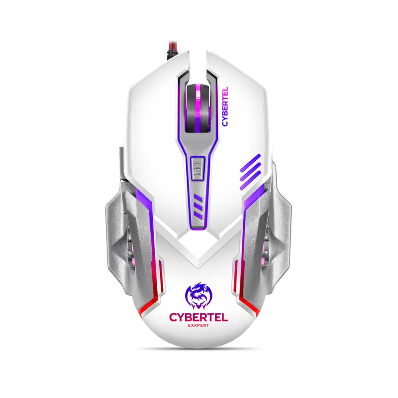 Mouse Gamer EXXPERT WHITE CYB M502W USB 7LEDS 6B 3200DPI CYBERTEL
