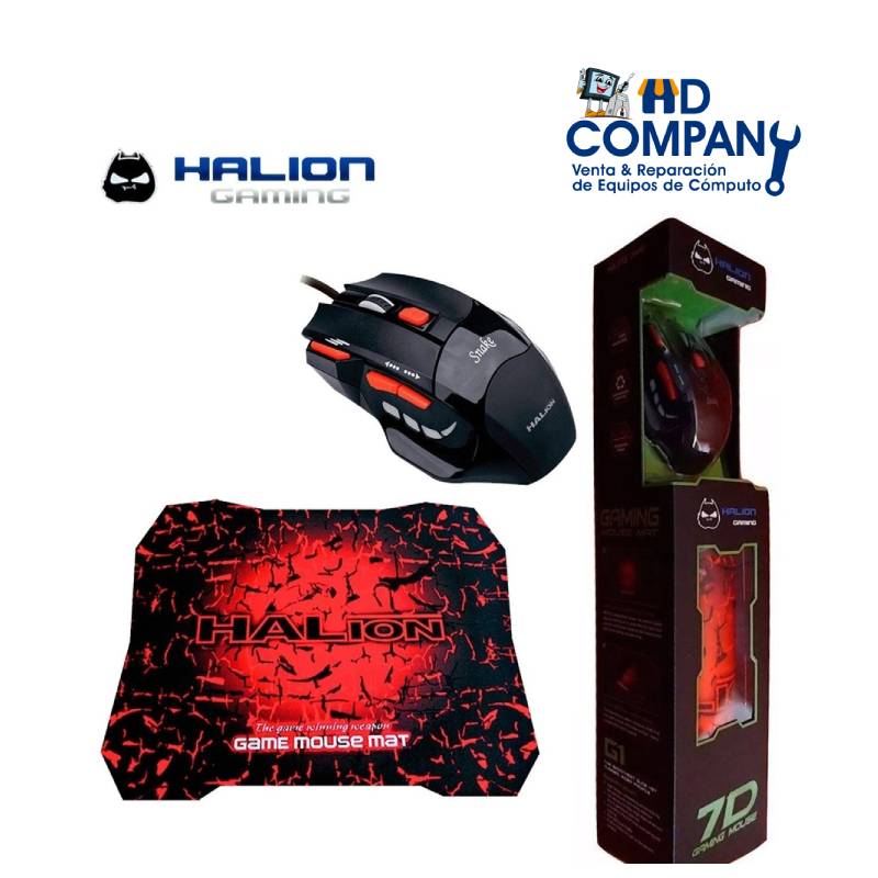 Mouse Gamer + Mouse Pad Halion Snake Ha-915