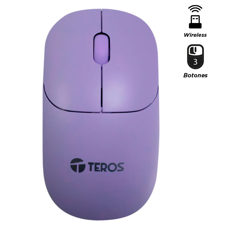 Mouse Inalambrico Teros TE-1219S  3 Botones Lila |DPI 1000