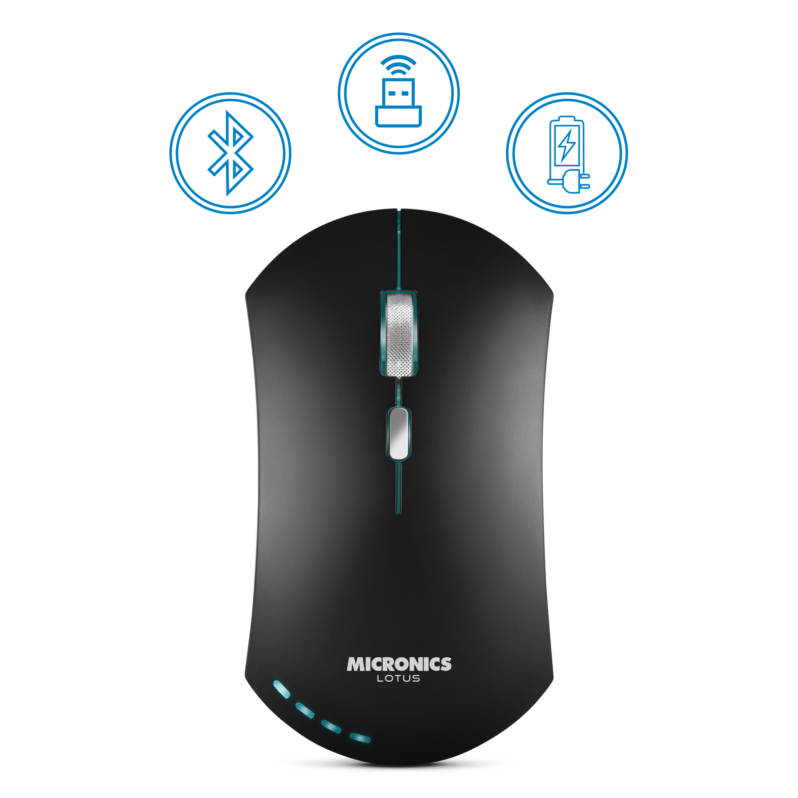 Mouse Micronics Lotus 3 M728-3M  Recargable 1600dpi WIFI BT