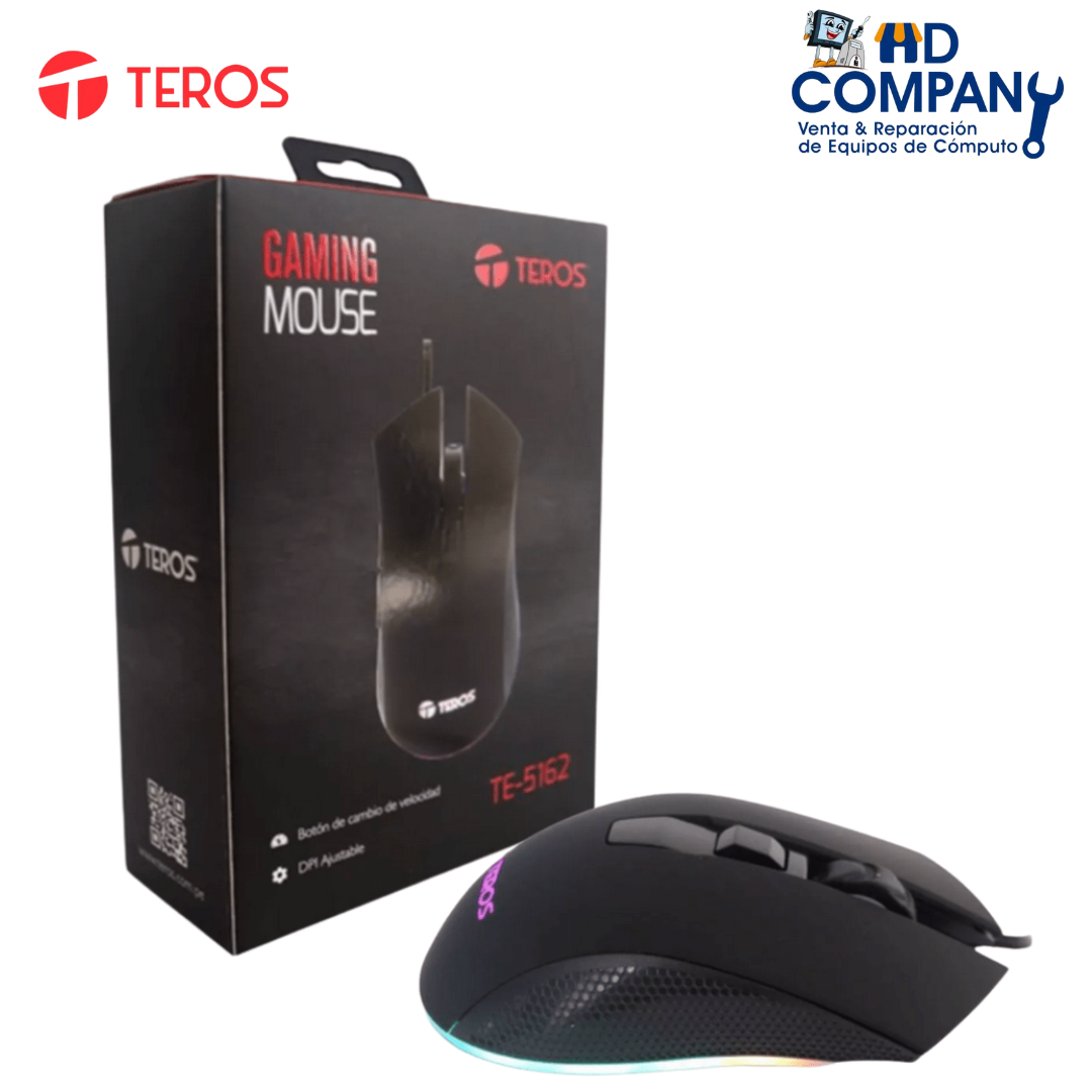 Mouse TEROS TE-5162N, 6400 DPI, USB, RGB 6 BOTONES