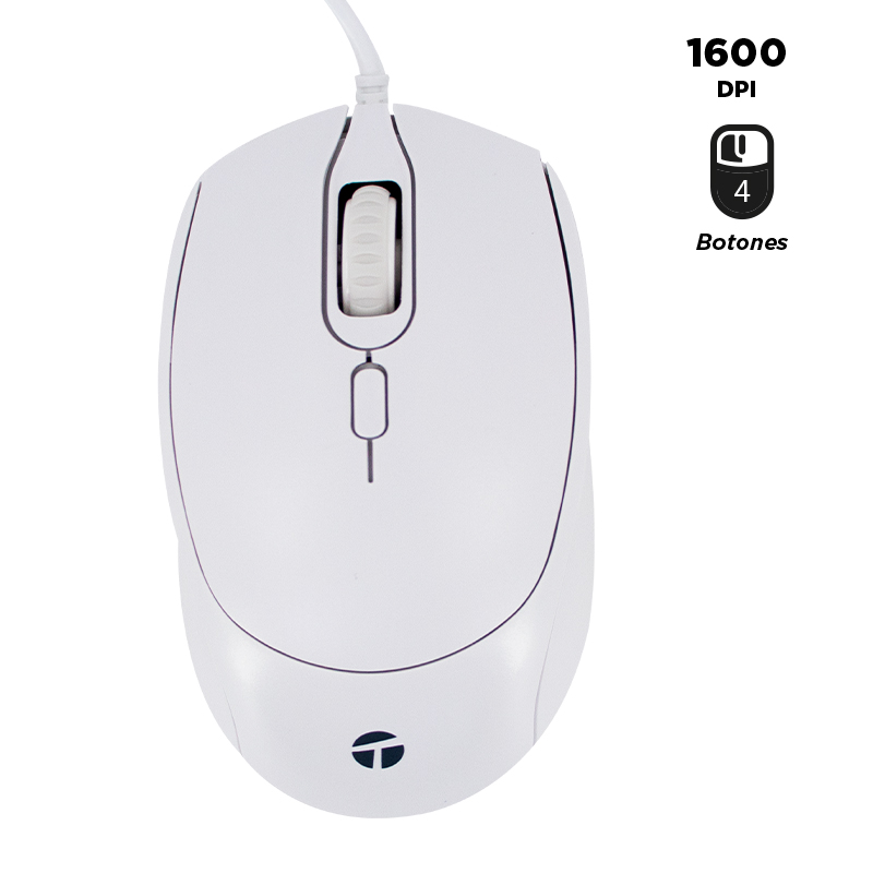 Mouse Teros TE-1225S USB 3 Botones WHITE|DPI 1200