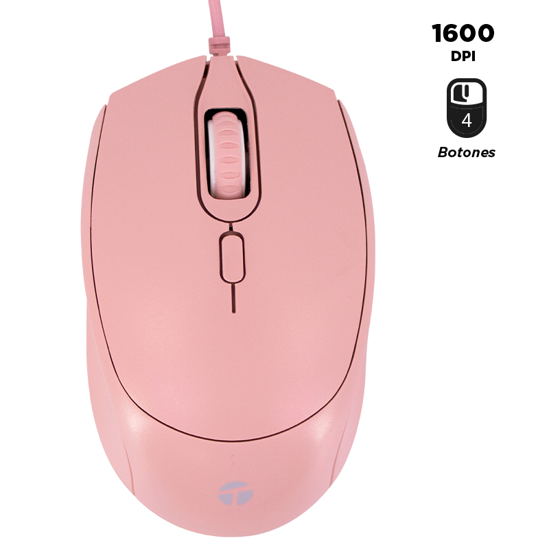 Mouse Teros TE-1226S USB 3 Botones PINK|DPI 1200