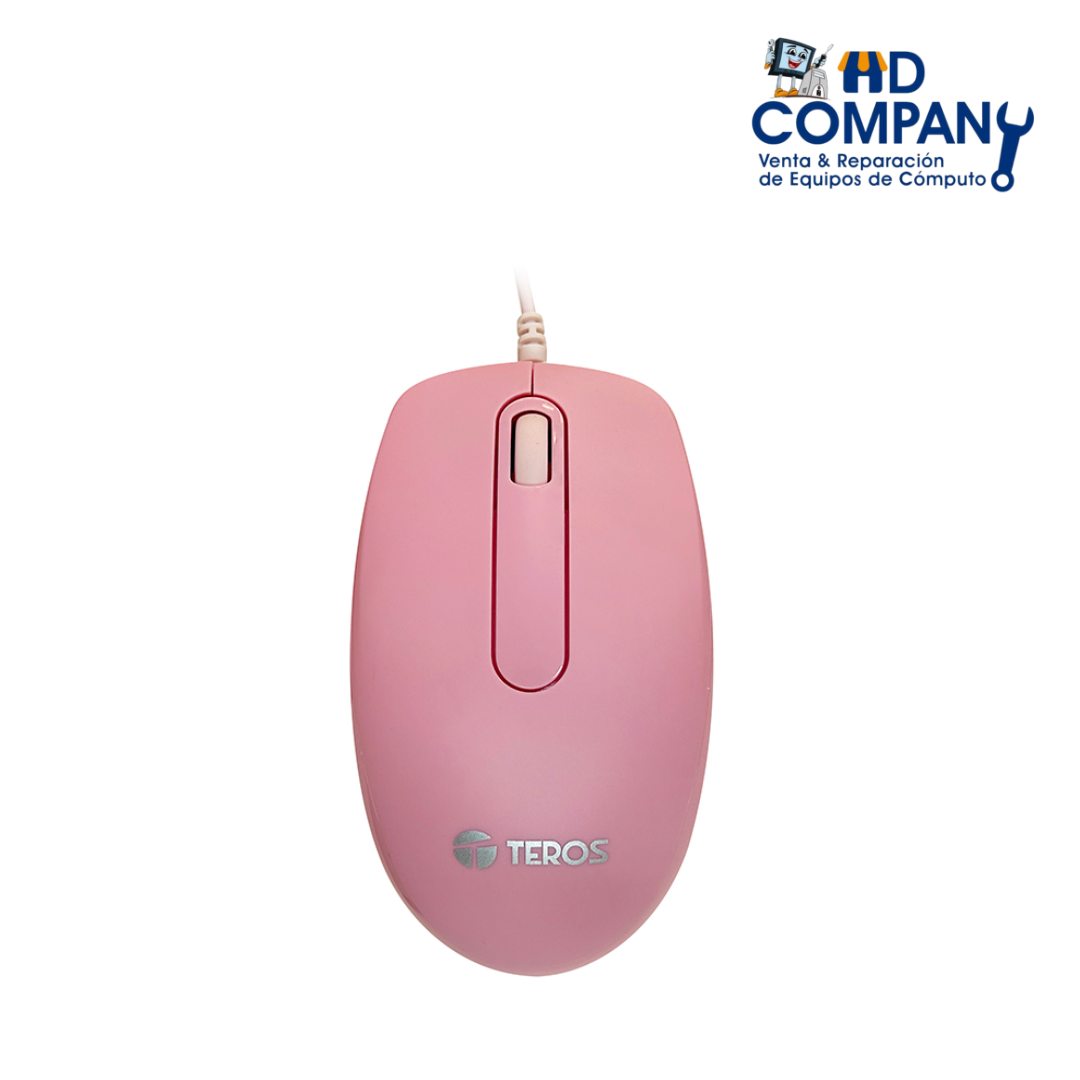 Mouse Óptico Teros TE-1221S  PINK 1000dpi USB 3 Botones