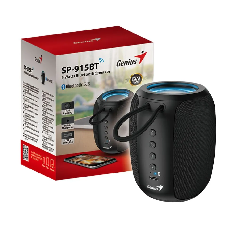 Parlante GENIUS SP-915BT BLUETOOTH 5W 6H AI COPILOT RGB VARIOS COLORES