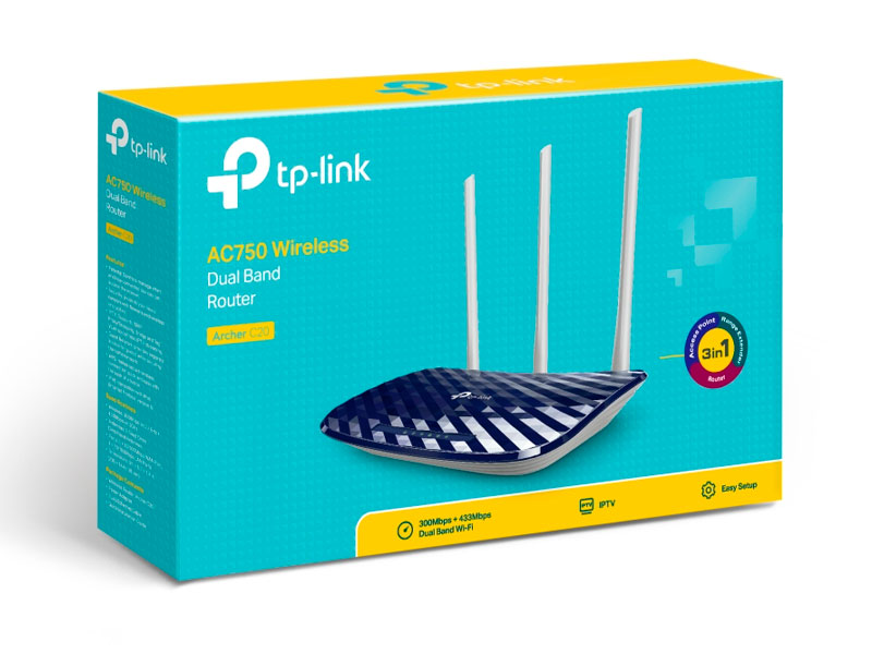Router TP-LINK ARCHER C20 AC750, Dual Band, 2.4/5 GHz