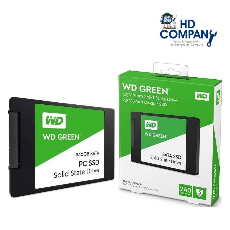 SSD solido WESTERN DIGITAL GREEN 240GB, SATA 6GB/S, 2.5  7MM. (WDS240G3G0A)