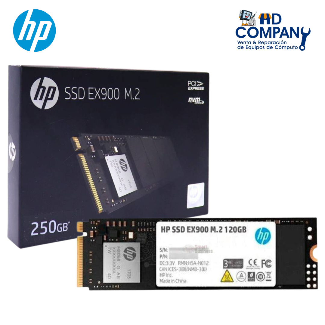 SSD solido HP EX900 250GB M.2, 2280, PCIE GEN 3X4, NVME 1.3