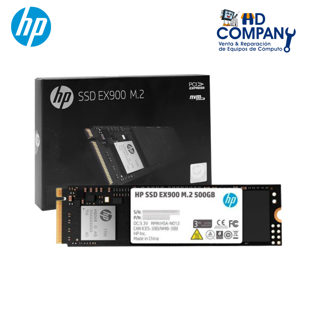 SSD solido HP EX900 500GB M.2, 2280, PCIE GEN 3X4, NVME 1.3