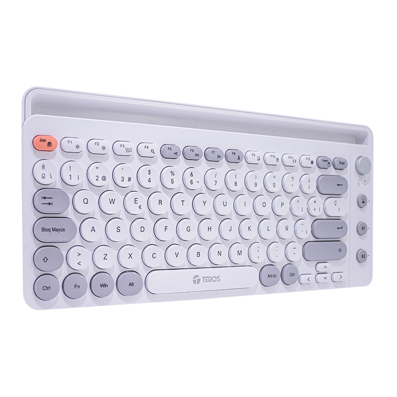 TECLADO TEROS TE-4070S BLANCO CONEXIÓN WIRELESS & BLUETOOTH  BATERIA RECARGABLE