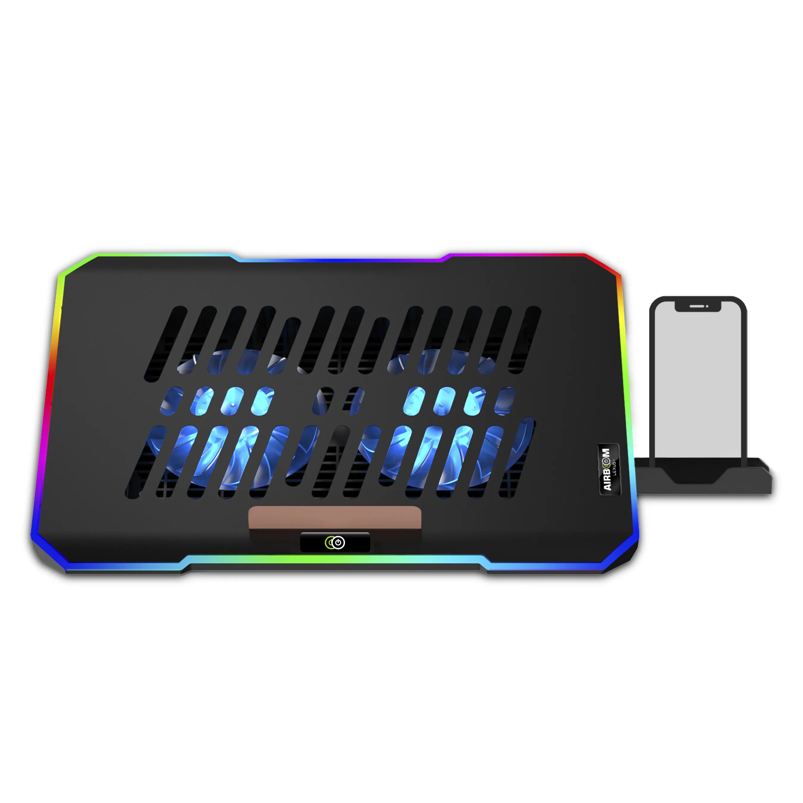 Ventilador para laptop AIRBOOM LEXUS+ AB02H MARCO RGB 2FAN 12 5CM  SOPORTE CELULAR